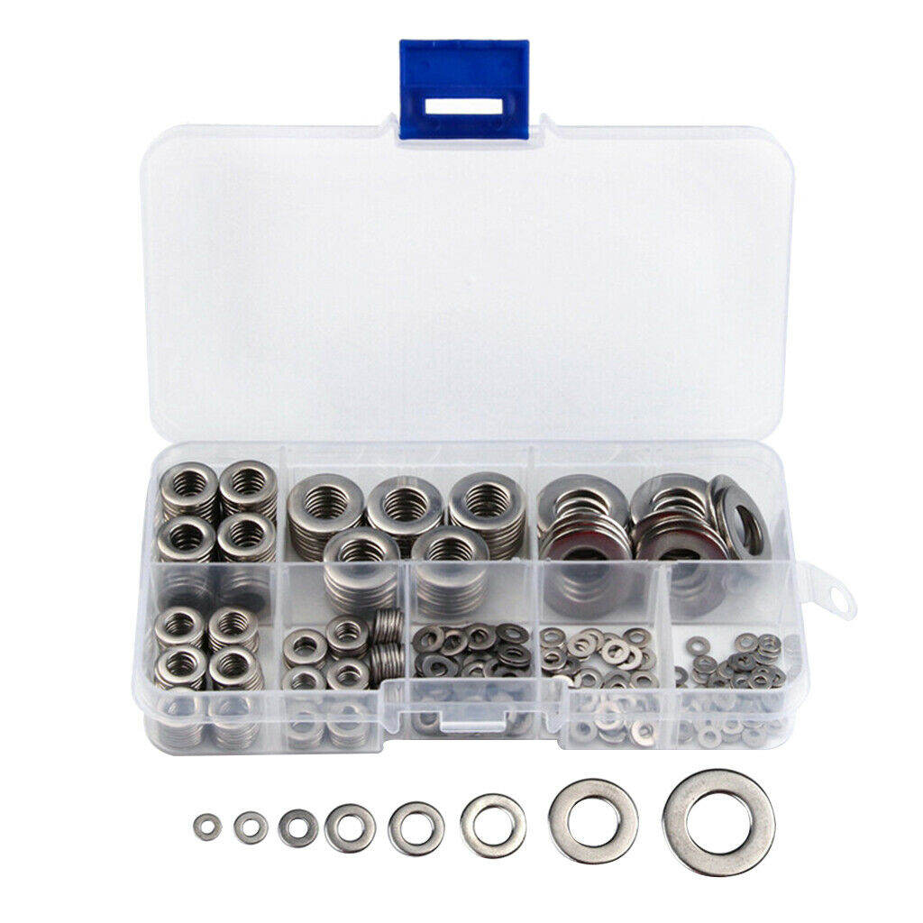 360ASSORTED PIECE STAINLESS STEEL M2 M2.5 M4 M5 M6 M8 M10 FORM A FLAT WASHER KIT