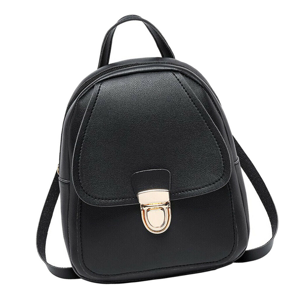 Girls Lovely PU Leather Backpack Mini School Bag Purse Tote Handbag Black