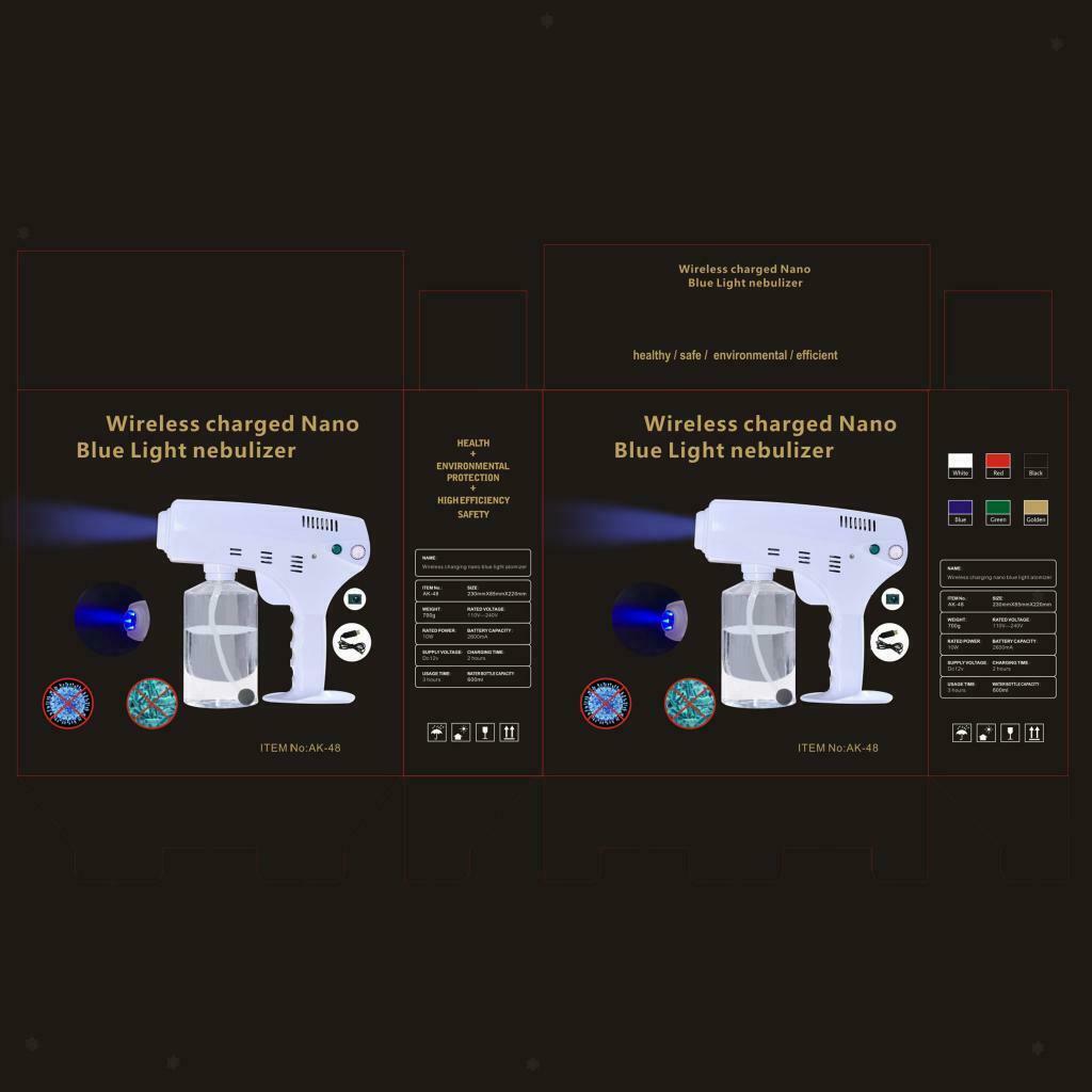 2pcs 600ml Handheld Blue Light Nano Sanitizer Disinfectant Sprayer Home