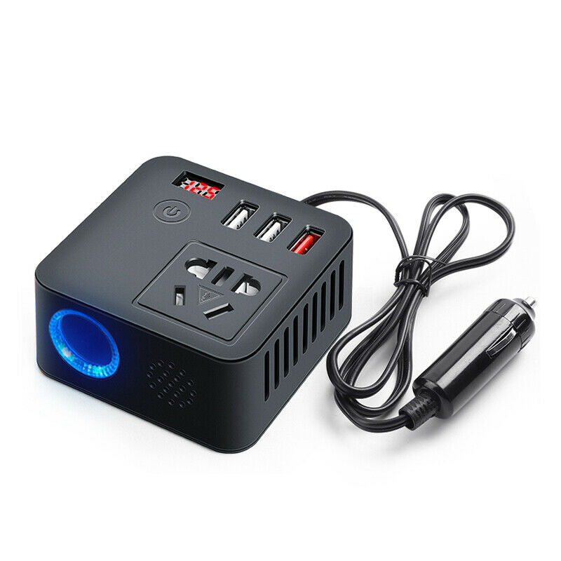 LED Digital Car Auto Power Inverter DC12V 24V to AC220V QC3.0 USB Socket Charger