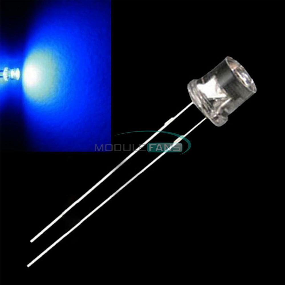 500PCS 5MM 2Pin Flat Top Blue LED Wide Angle Flat Head Light Lamp MF