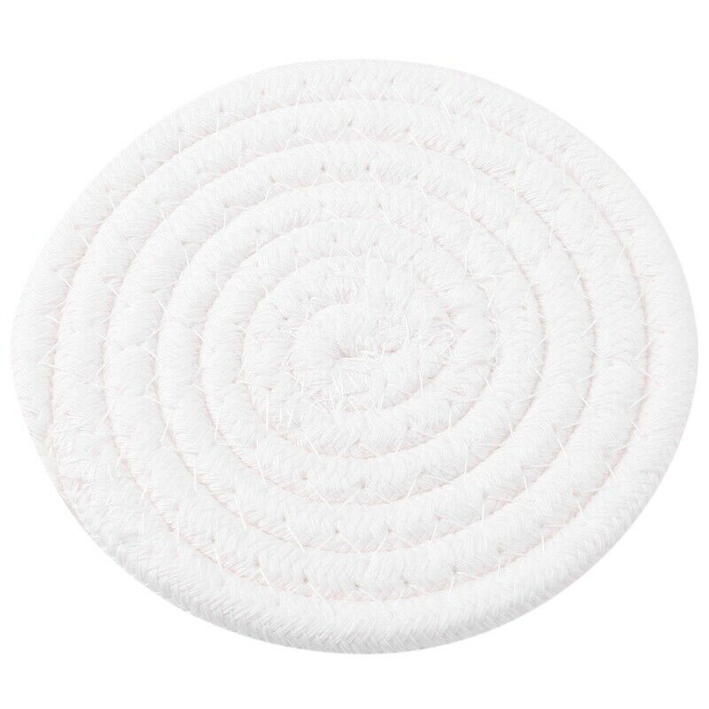 1X(Round Cotton Braided Table Place Mats Coaster Non-Slip Table Mats Set of 8M8)
