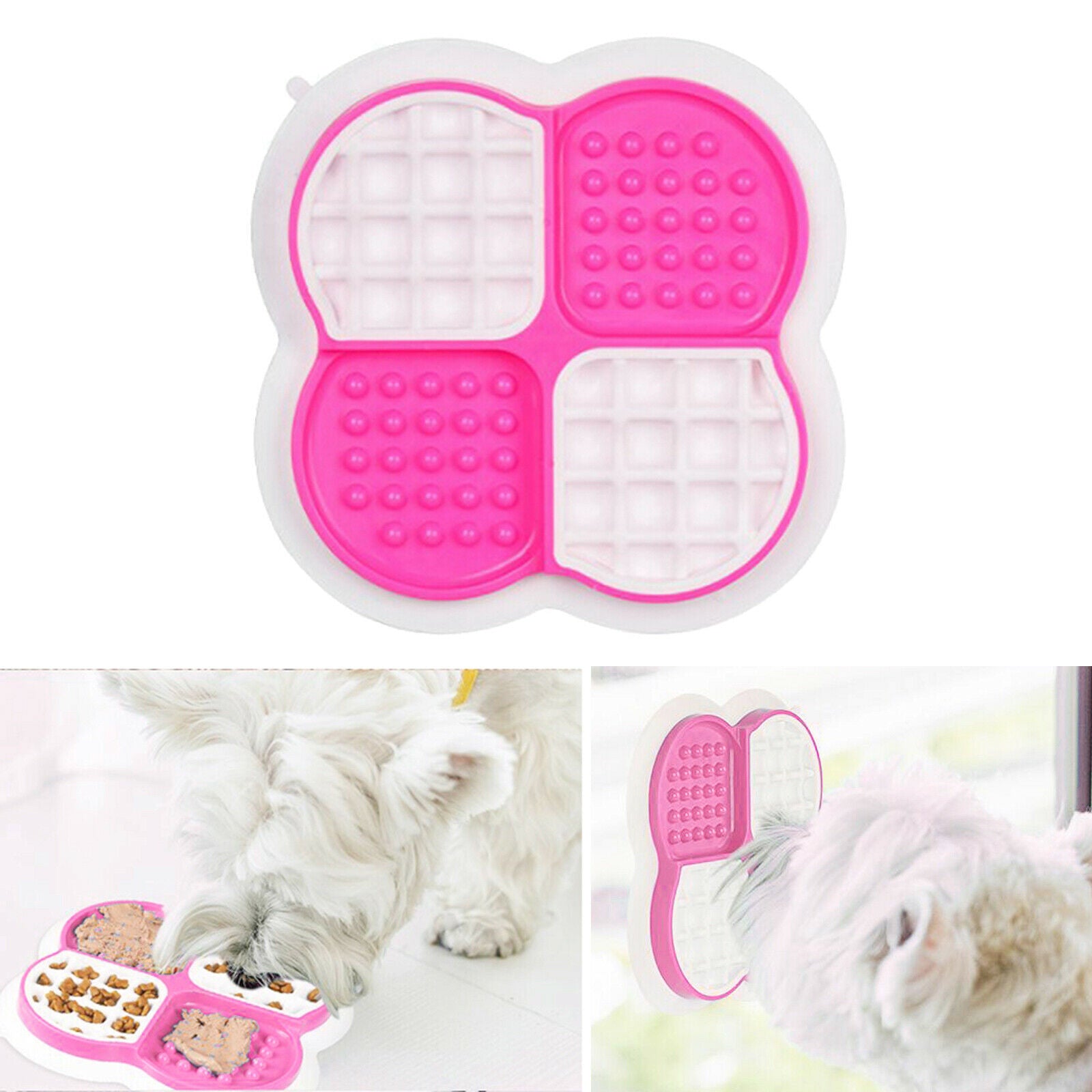 Pet Bowl Dog Cat Slow Eating Feeding Food Bowls Portable Puppy Feeder Pink