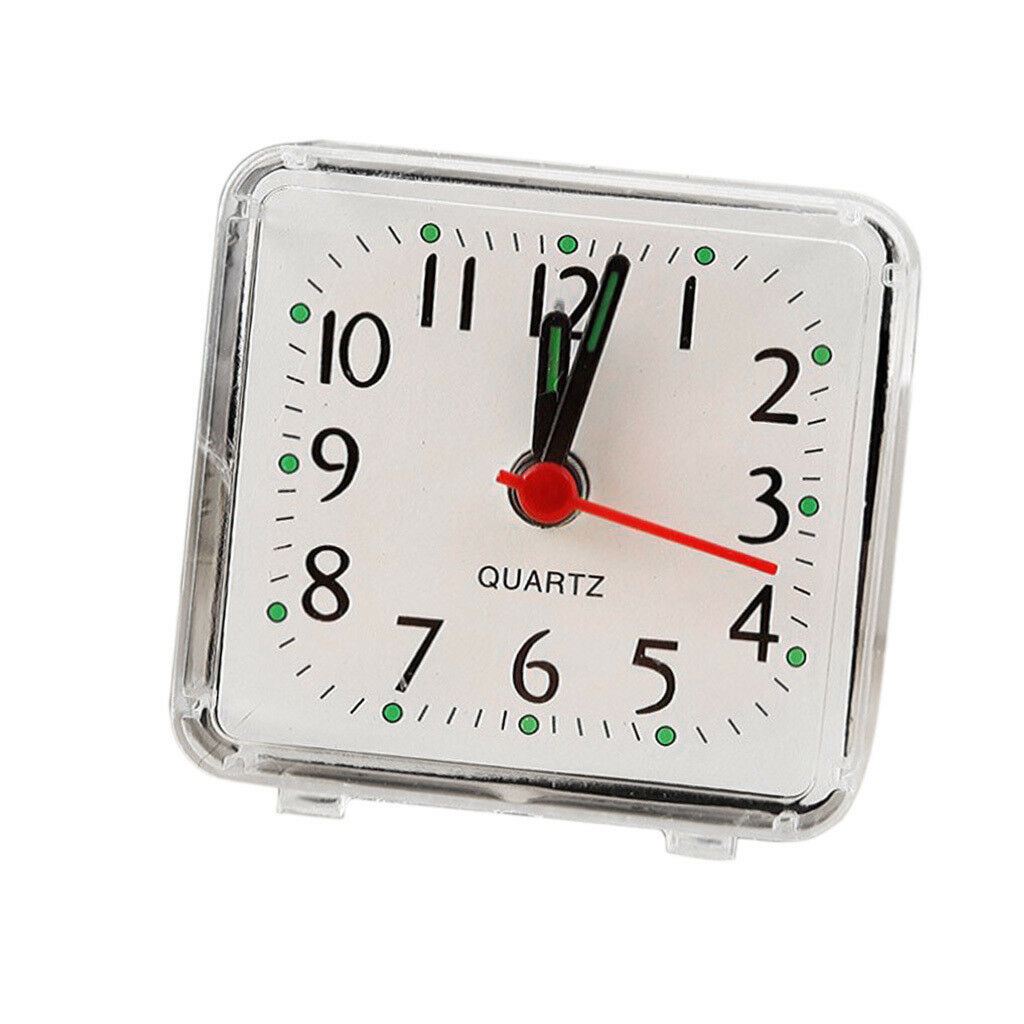 Modern Mini Quartz Clock Travel Alarm Clock Bedroom Home Table Clock White