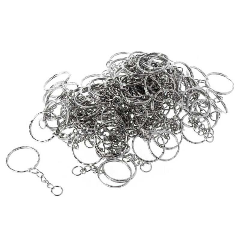 100pcs/set 25mm Keyring Keychain Split Ring Short Chain Key Fob DIY Rings Craft