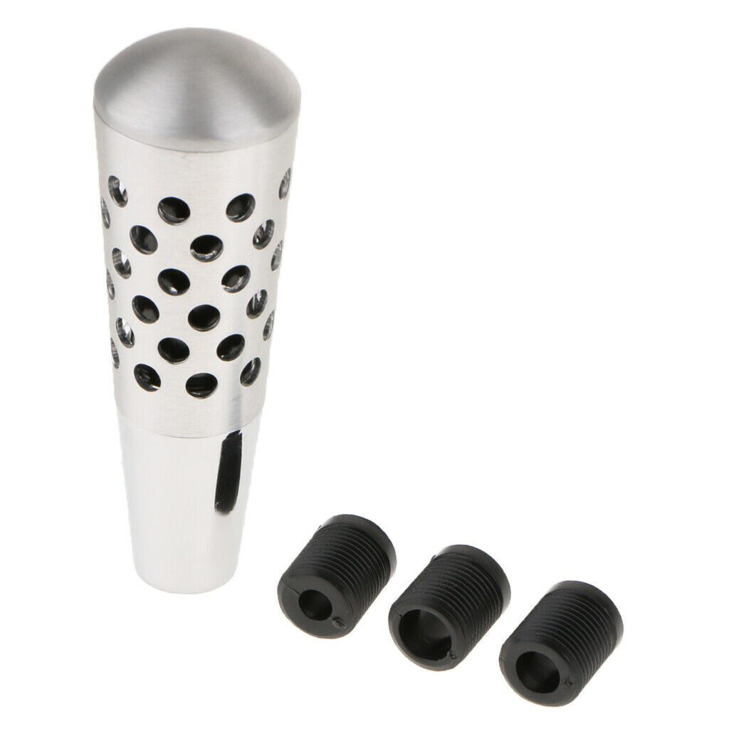 Aluminium Alloy 12mm Length Manual Gear Shifter Knob with 3 Adapters Black