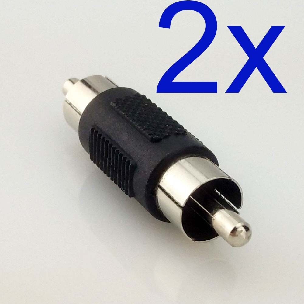 2Pcs Single RCA Phono AV Coupler MALE to MALE Audio Video Gender Changer Adaptor