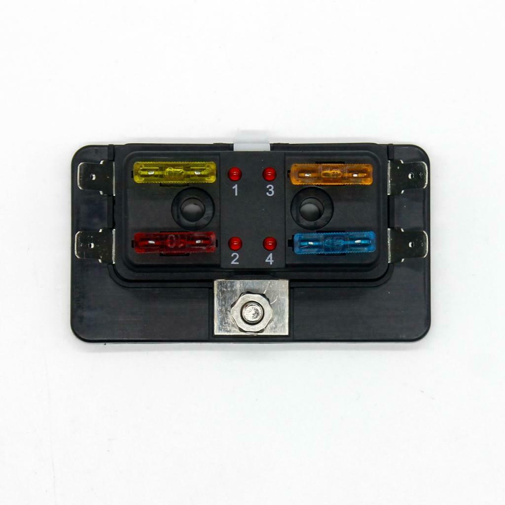 Car Boat Trailer Vehicle 4 Way Circuit ATC/ATO  Fuse Box Block Holder