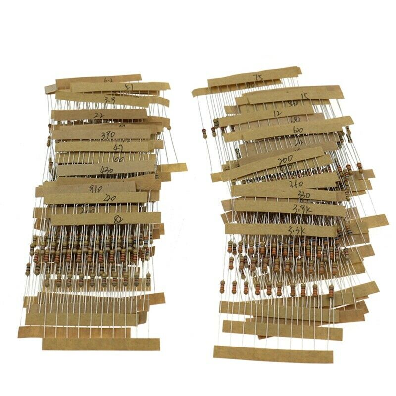 1220Pcs Resistor Kit 1/4W 5% 0.33 Ohm-4.7M Ohm 122 Value X10 Resistor ResistorA9
