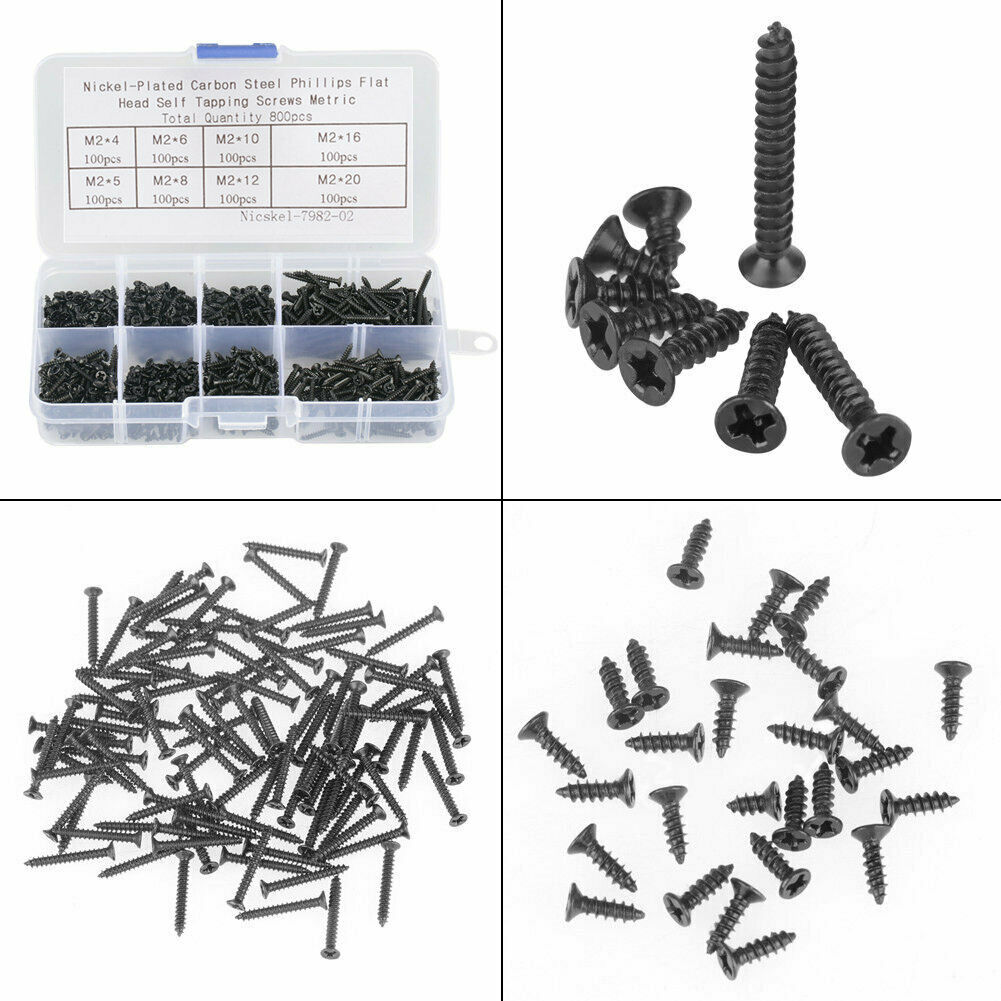 M2 Black Carbon Steel Cross Head Gypsum Board Gypsum Board Screws 800 Piece Set