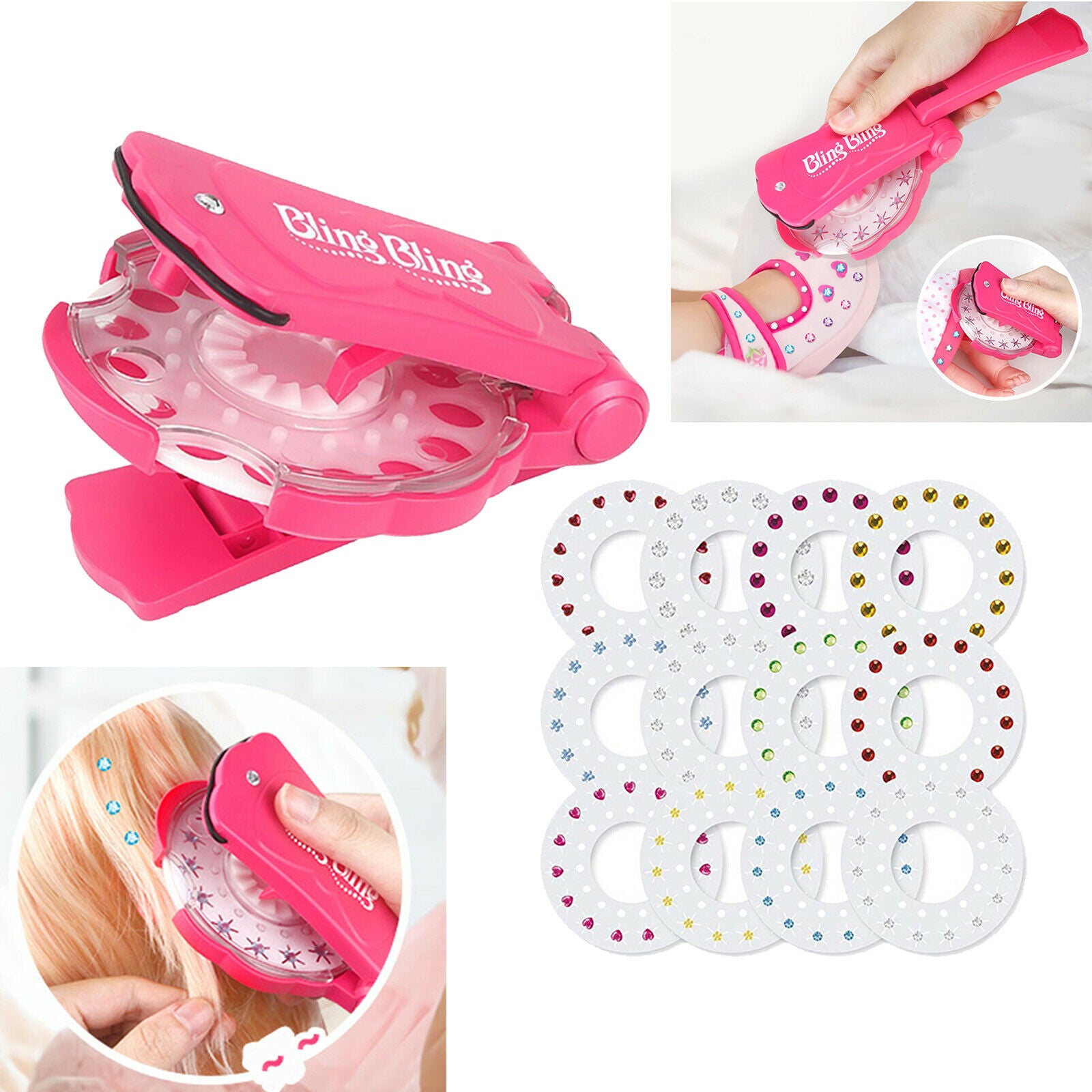 Bling Diamond Hair Sparkle Stapler Machine Set Gems for Shirt Decor Gift