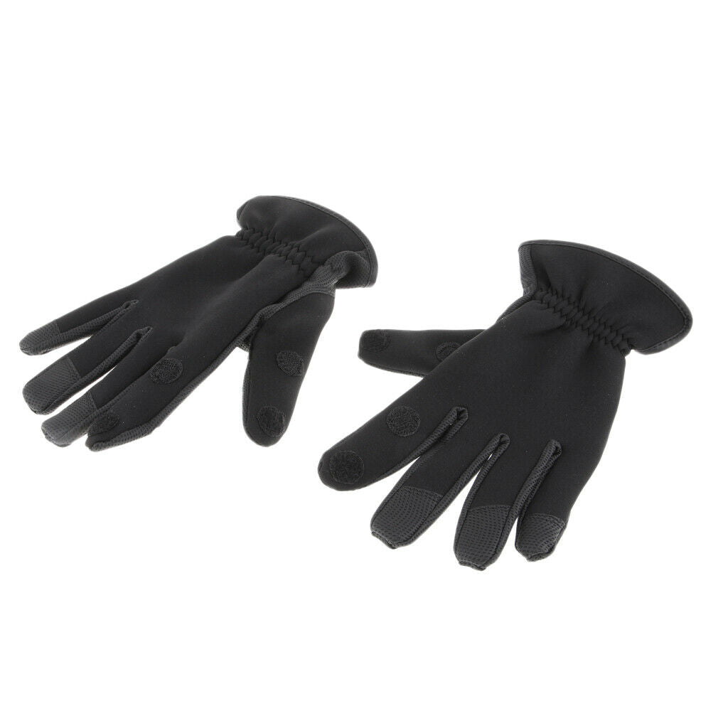 1 Pair Fishing Gloves Elastic Neoprene Anti-Slip Cycling 2-Finger Cut Gloves