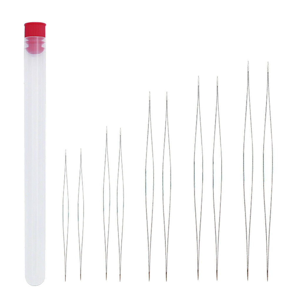 Set of 10 5 Sizes Beading Needle Crafts Jewelry Making Tools w/ Storage Tube