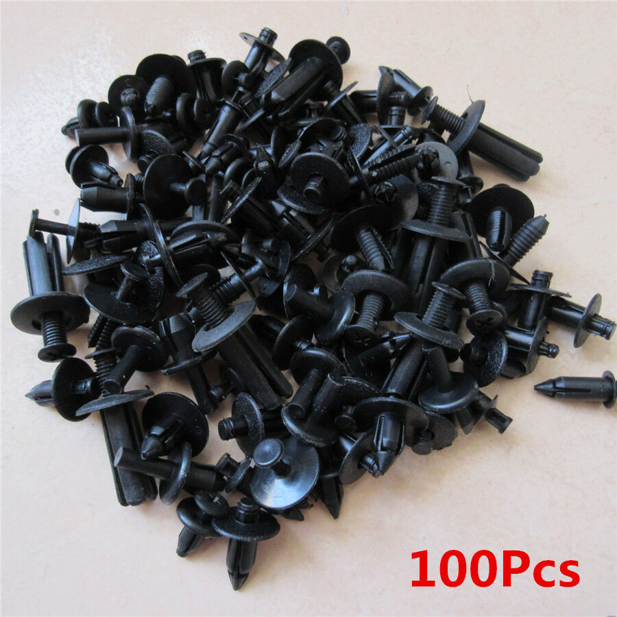 100Pcs Car Door Bumper Leaf Plate Fender Trunk Screw Rivets Clips Auto Fasteners