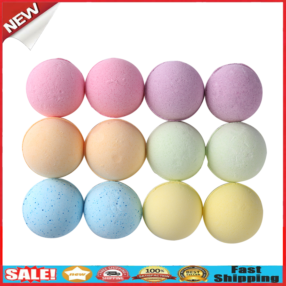 12pcs Salt Bath Ball Skin Moisturizing Massage Bath Bomb Shower Bubble Tool @