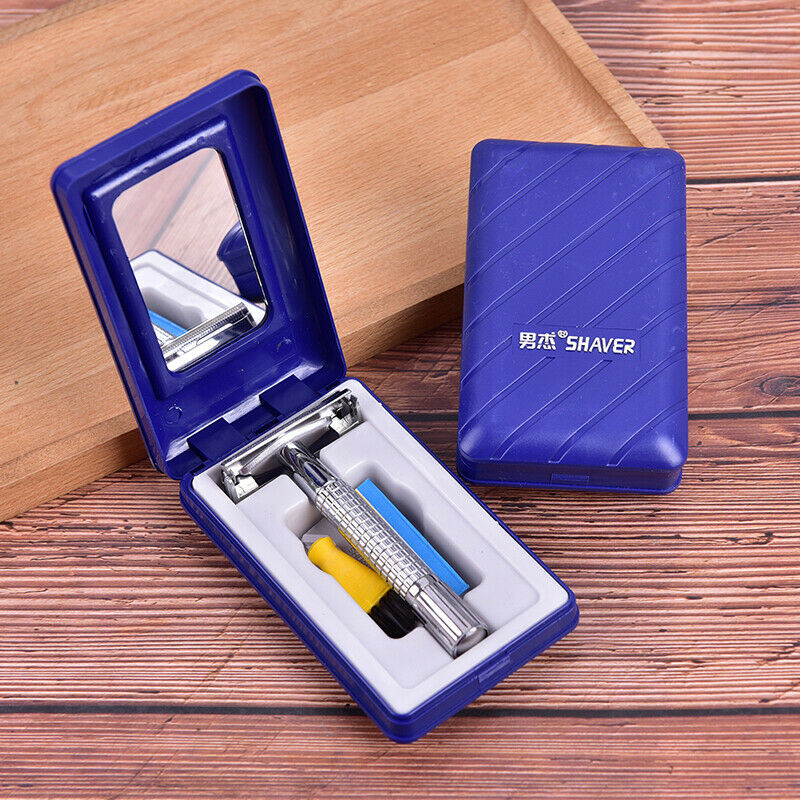 Stain Steel Razor Double Edge Blade Safety Shaver Handle Holder Blade Mir.l8
