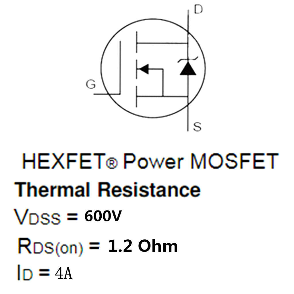 10x 4N60 N Channel MOSFET, 4A, 600V, to 220F for Switching Power Supplies