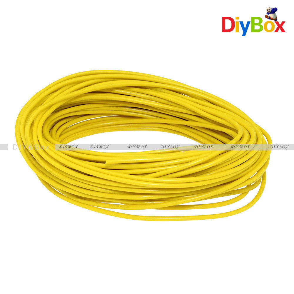 Yellow 10M UL-1007 24AWG Hook-up Wire 80°C / 300V Cord DIY Electrical