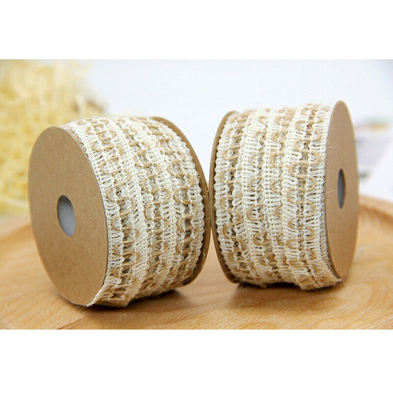 10M/Roll Jute Lace Roll Hessian Rustic Wedding Decoration Party Gift Pack.l8