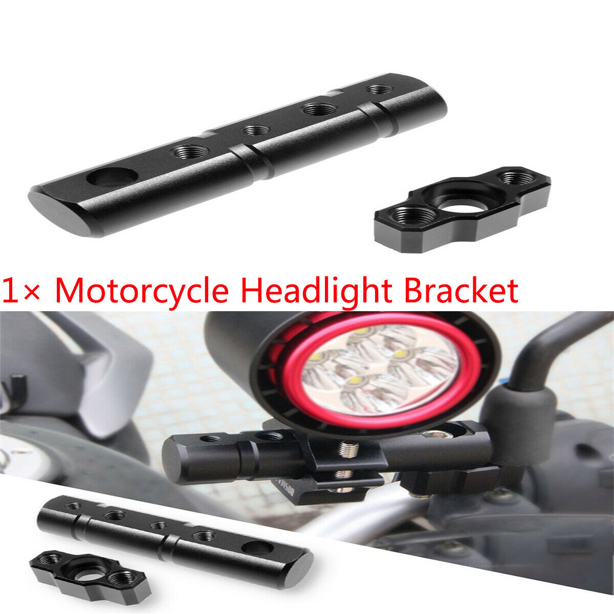 Black Aluminum Alloy Motorcycle Handlebar Fog Lamp Bracket Tube Clamp Universal
