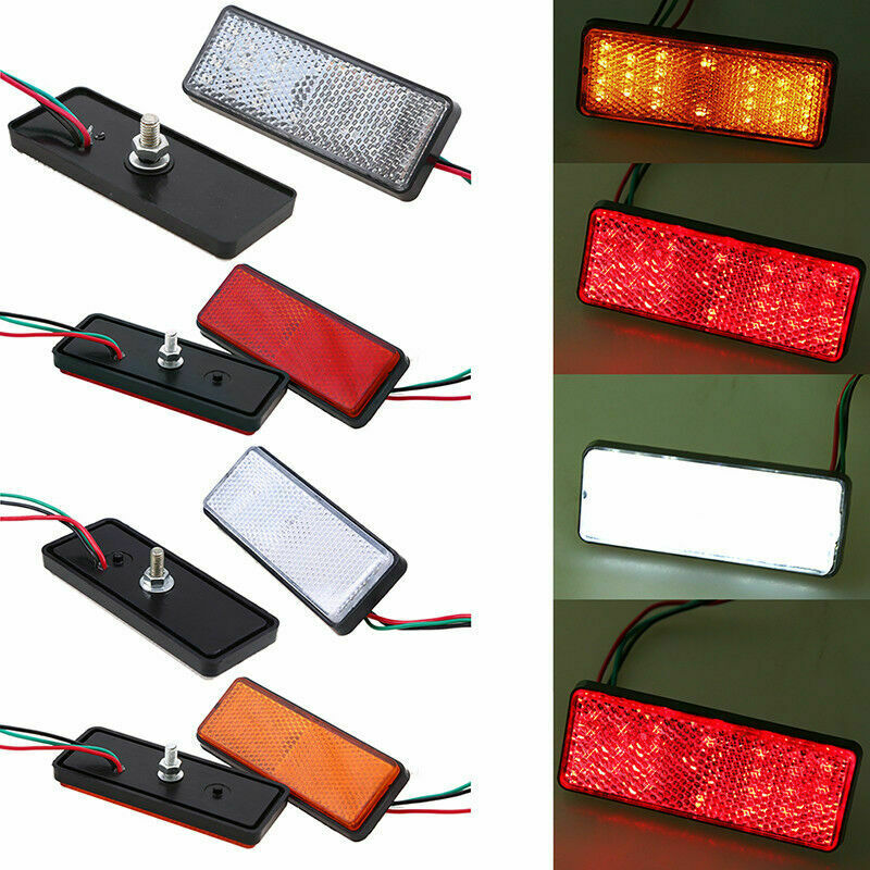 Motorcycle LED Light Rectangle Reflector Tail Brake Marker Trailer Universal