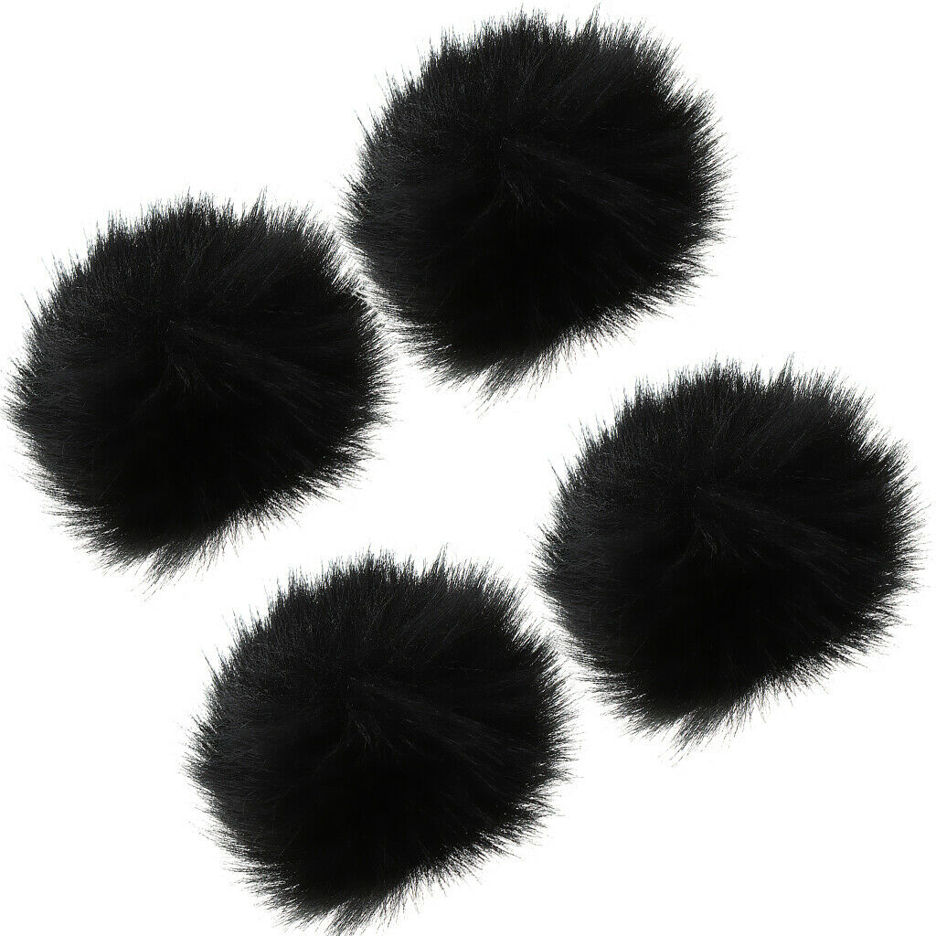 4xMicrophone Furry Windscreen Windshield Muff Mic Furry Cover black