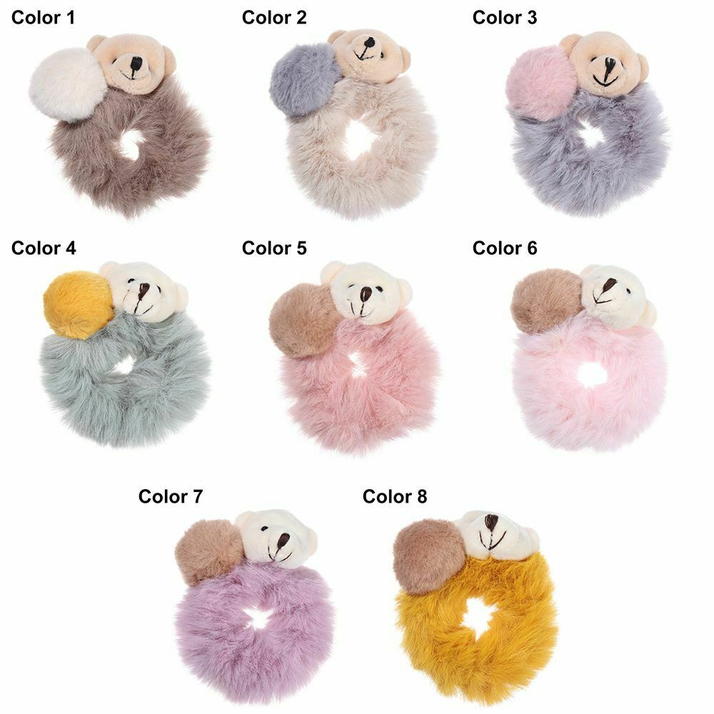 Girls Elastic Hairball HairBands Bear Rubber Bands Plush HairRope Hair Tie