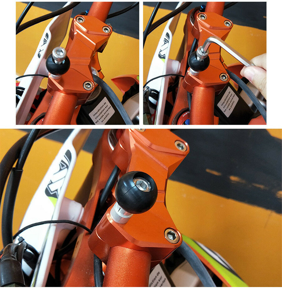 Motorcycle Handlebar Clamp Base with M8 Screws 1" Rubber ball Dampen Vibration