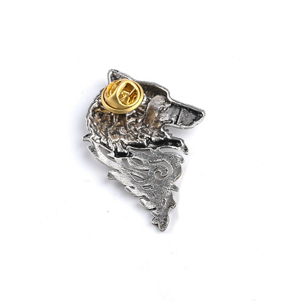 2Pcs Wolf Head Collar Pins Gothic Charm Alloy Brooch Pin Men's Jewelry Gift