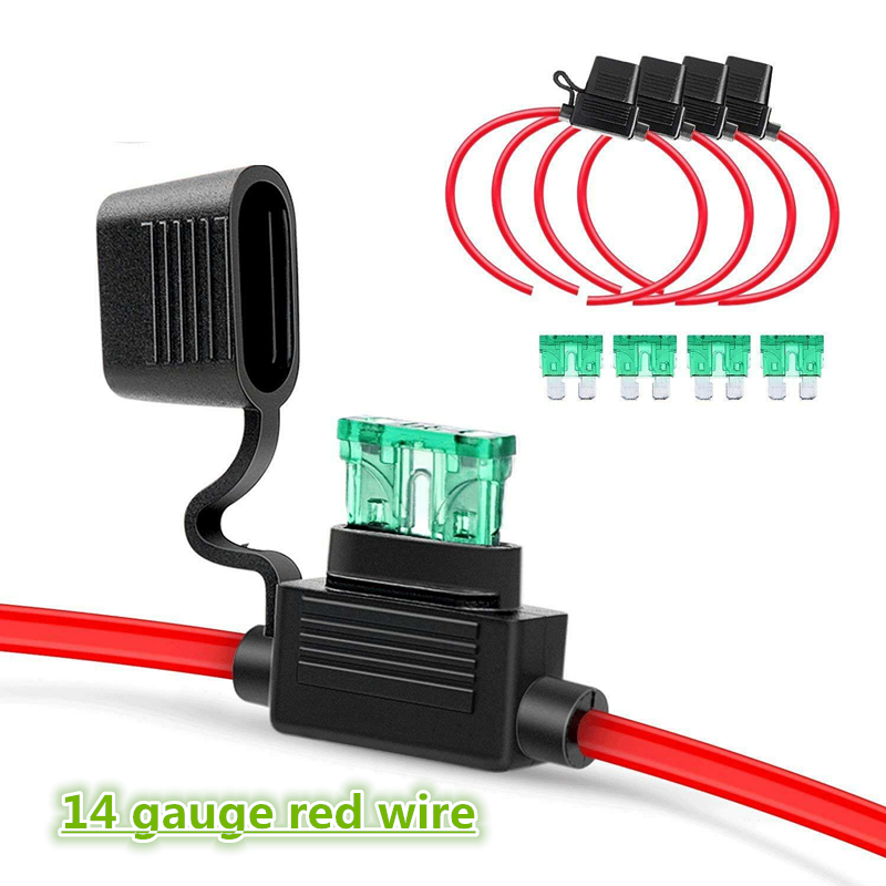 5 Pack 14Gauge ATC/ATO Inline Fuse Holder with 5pcs 30A Fuse Blade for Car Boat