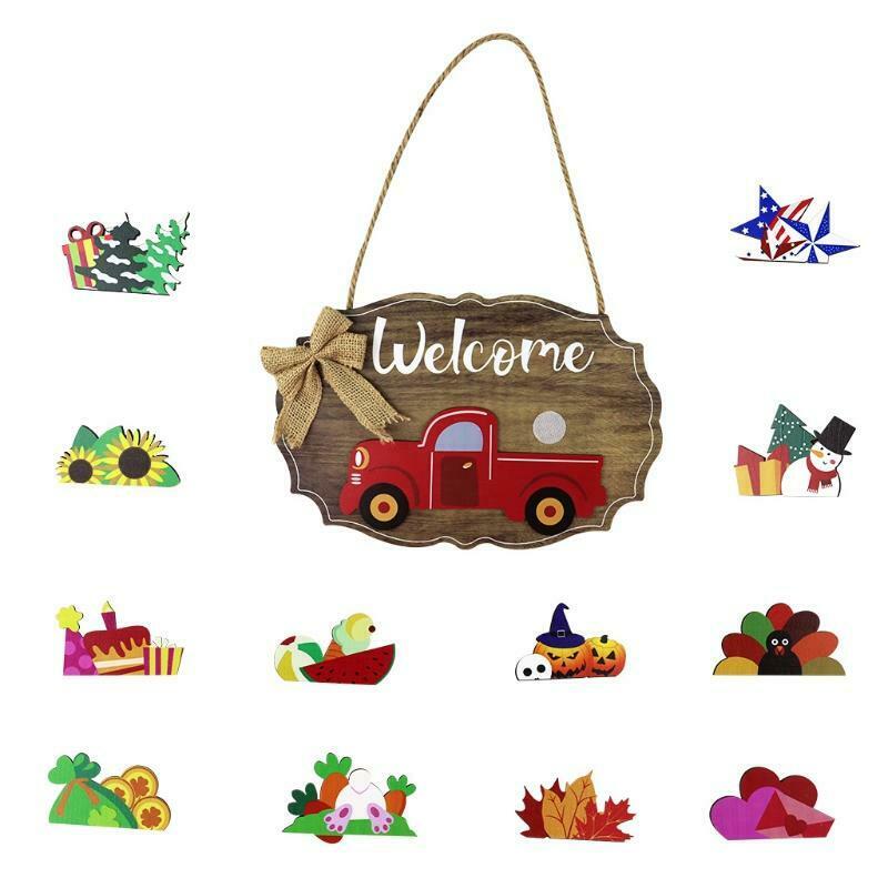 Bow Tie Truck Car Pattern Front Door Hanger Decor with Replacement Parts