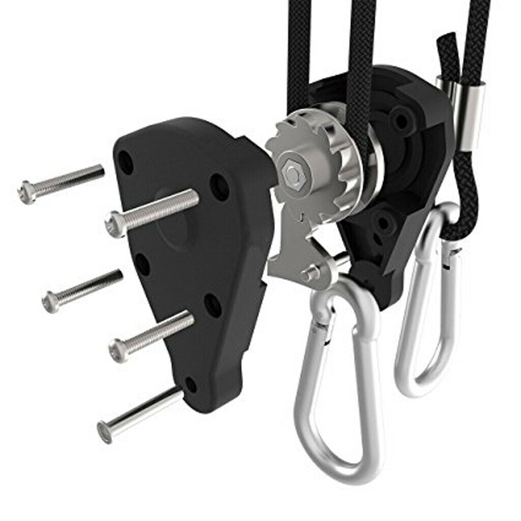 2 Pair Black 150lbs Ratchet Rope Grow Light Rope Hanger Garden Supplies