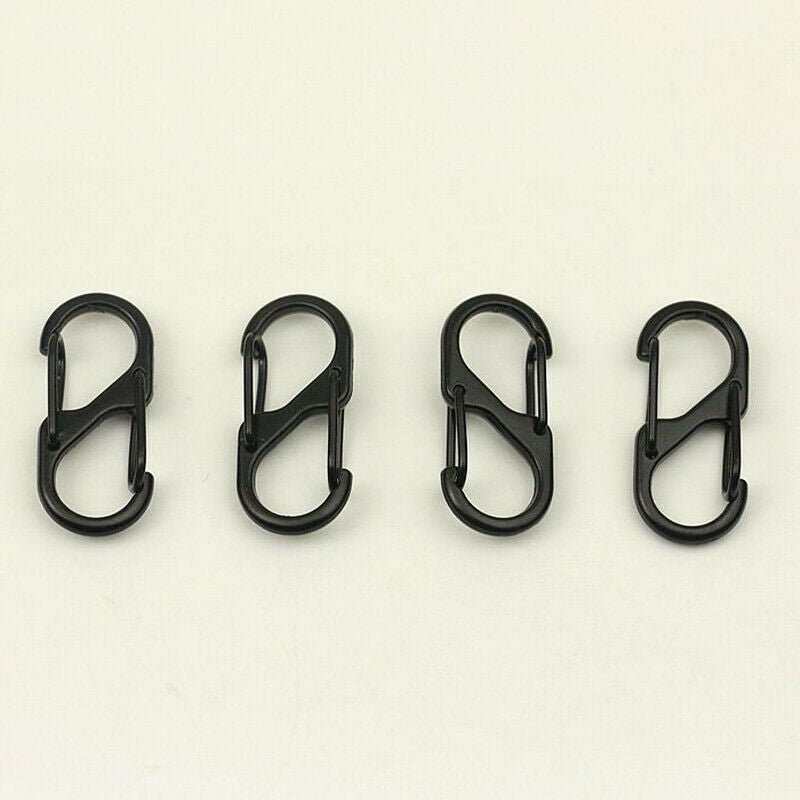 Stainless Steel S Type Carabiner With Lock Mini Keychain Hook Camping Key-L JD