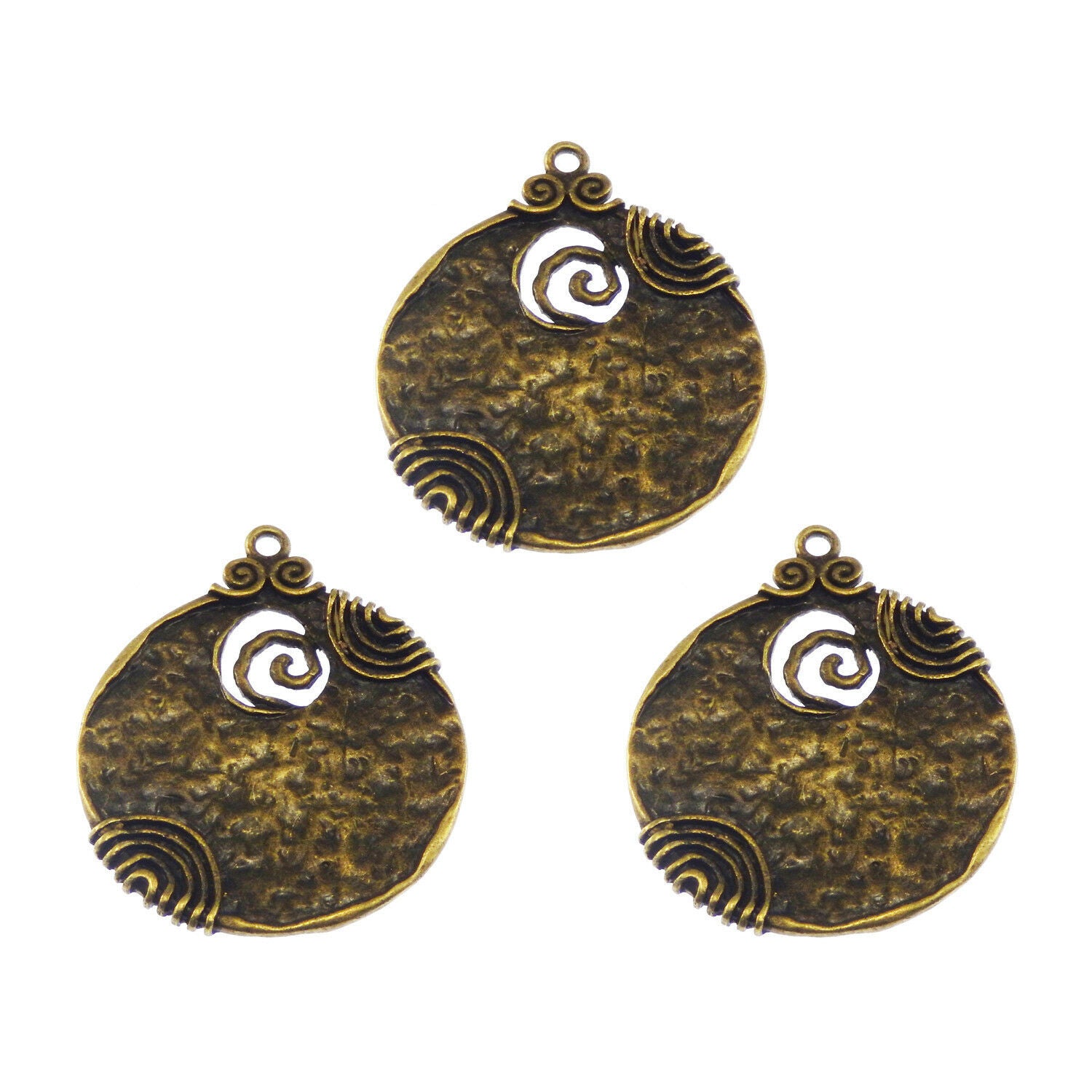 6 pcs Antiqued Bronze Alloy Swirl Pendant Charm Alloy Jewelry Dangle 52*44*3mm