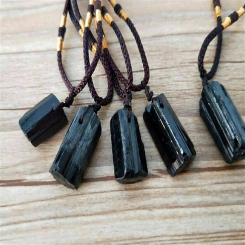 Women Men Natural Tourmaline Stone Pendant Necklace Crystal Gem Specimen New