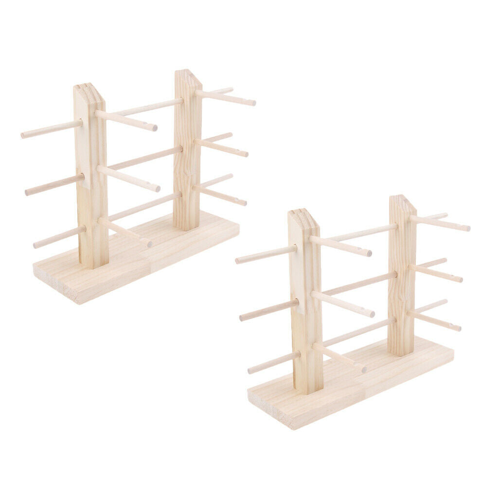 2x Wood Sunglasses Eyeglass Rack Display Stand Rack Double Lines 6 Pairs
