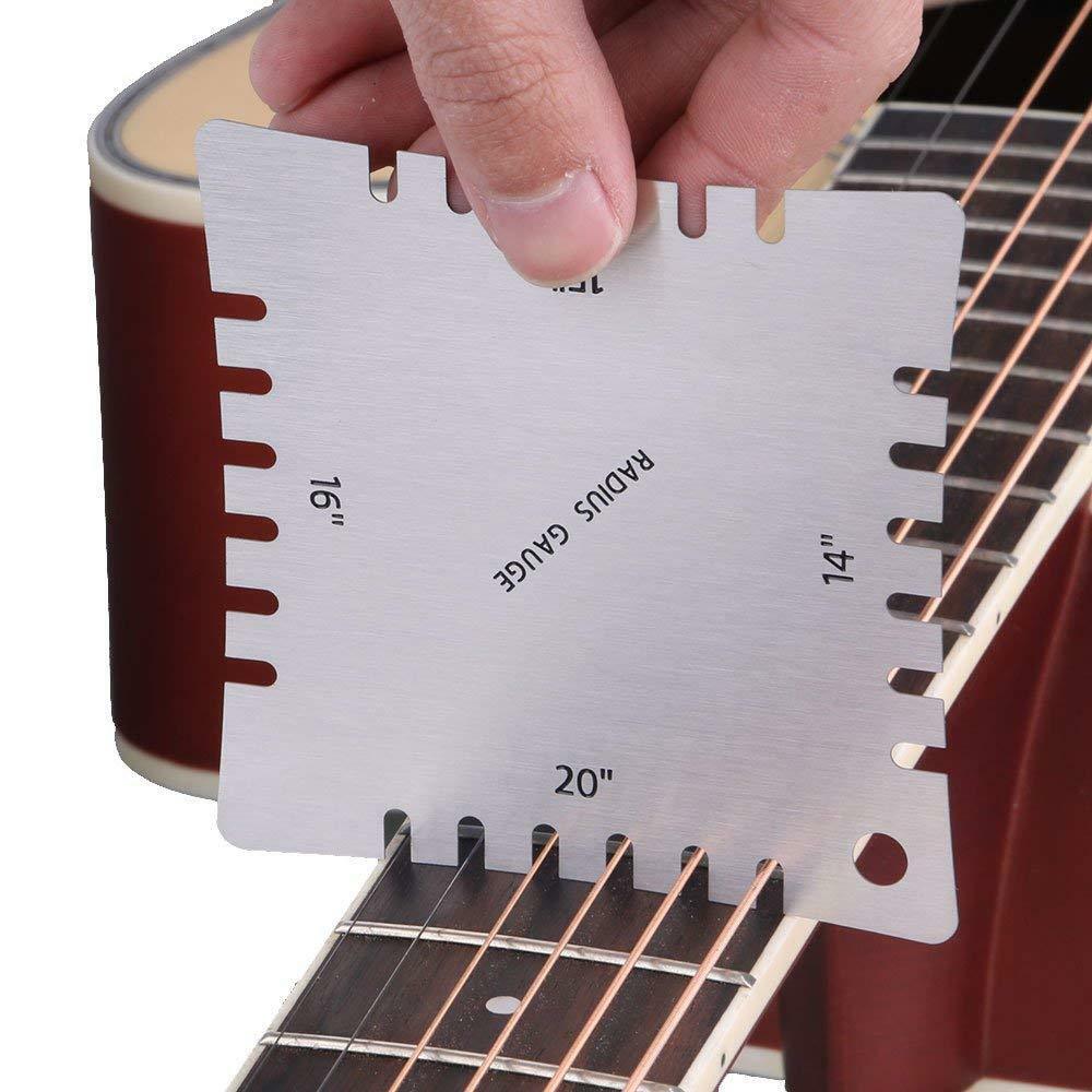 4x Stainless Steel Guitar Notched Radius Gauge Fingerboard Measuring Tool