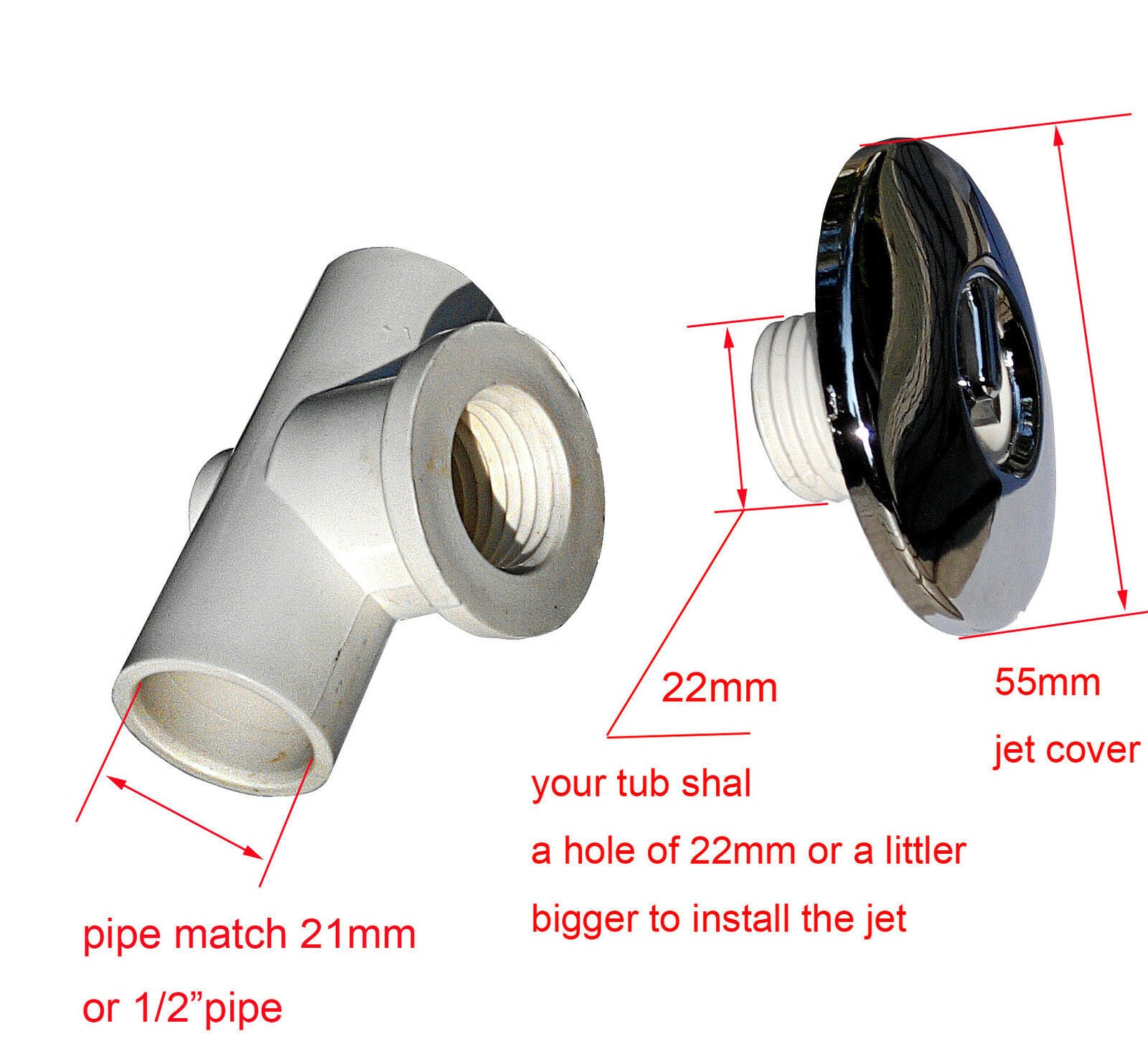 Bathtub Mini jet back jet, massage jet nozzle mach 1/2"pipe 5528B