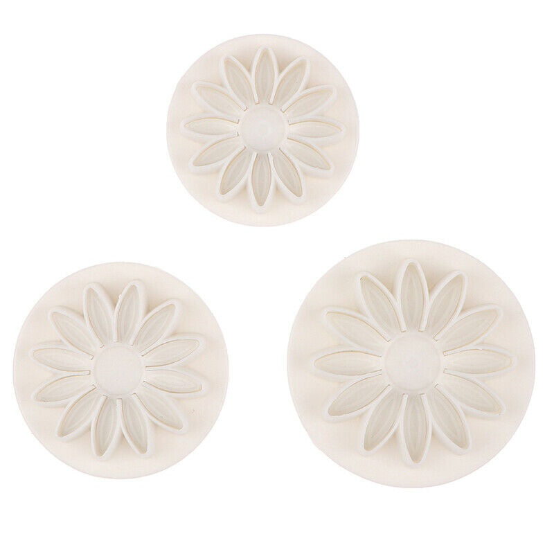 3PCS Plastic Sunflower Fondant Cutter Set for Cake Decor Daisy Flower Coo.l8
