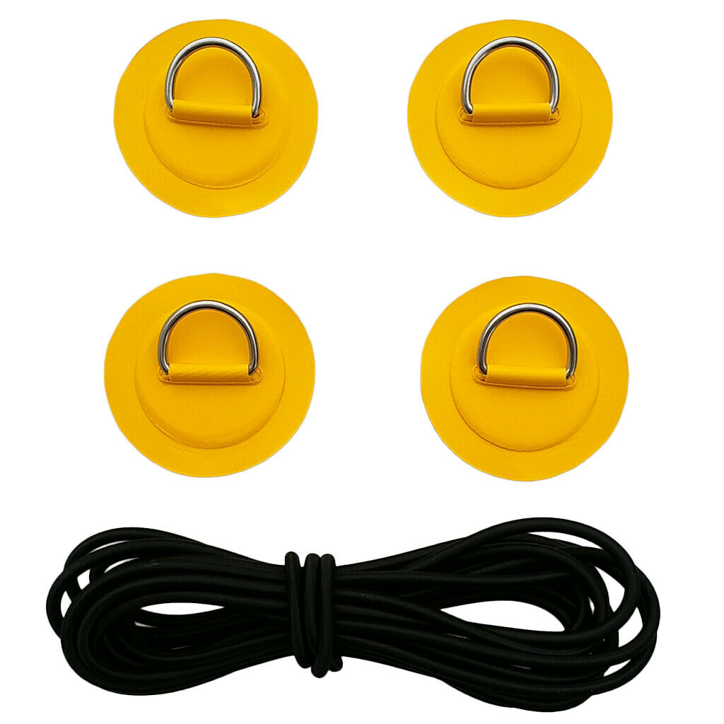 4Pcs Inflatable Boat Dinghy Kayak Canoe D- Patch Pad with Shock Bungee Cord