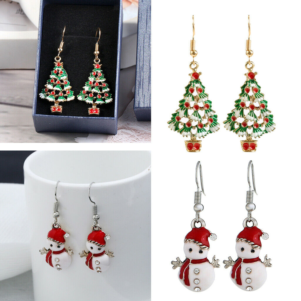 2 Pair Alloy Colorful Christmas Theme Fashion Hook Earrings Christmas Jewel