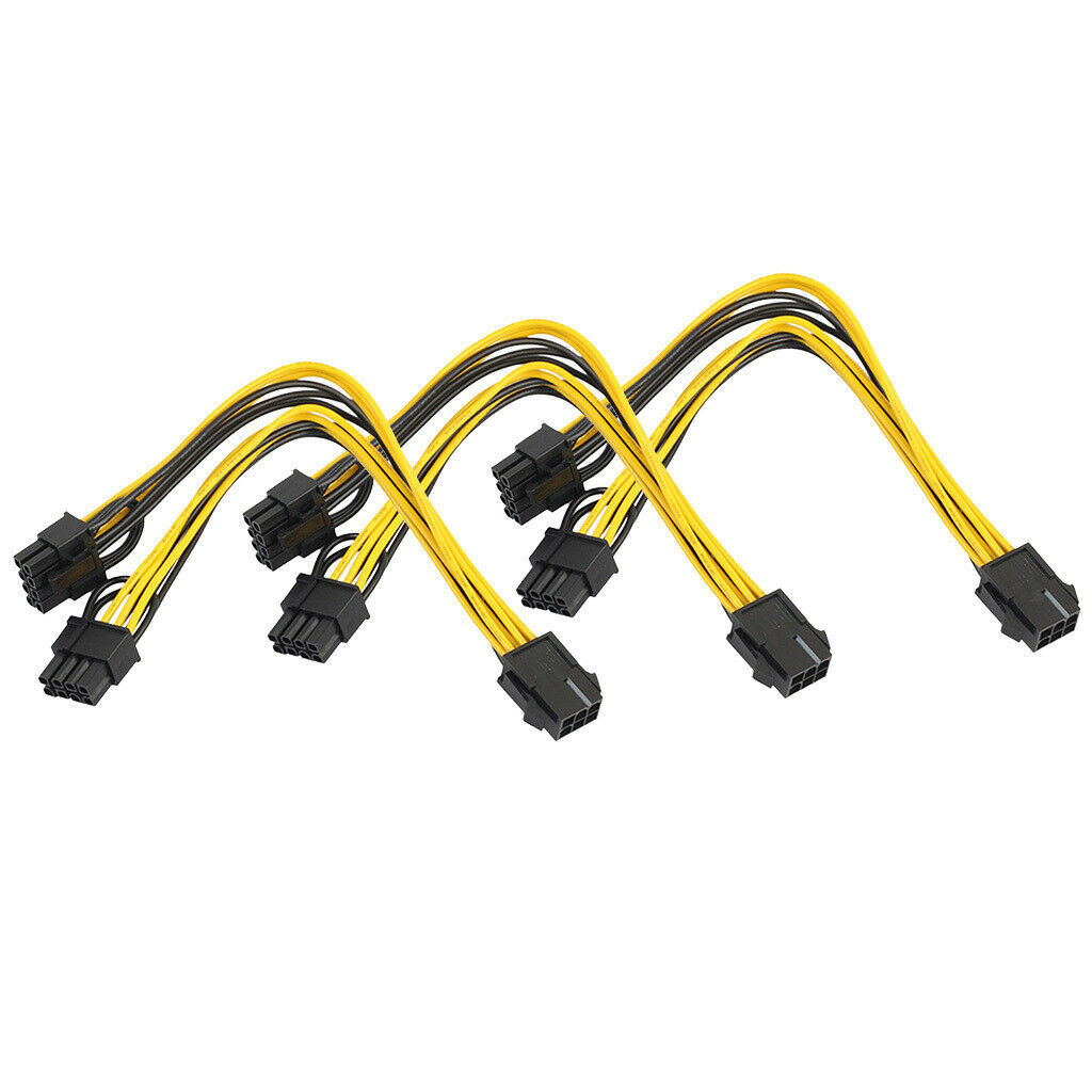 3Pcs   6Pin to Dual 8Pin Video Card Power Splitter Extender Cable