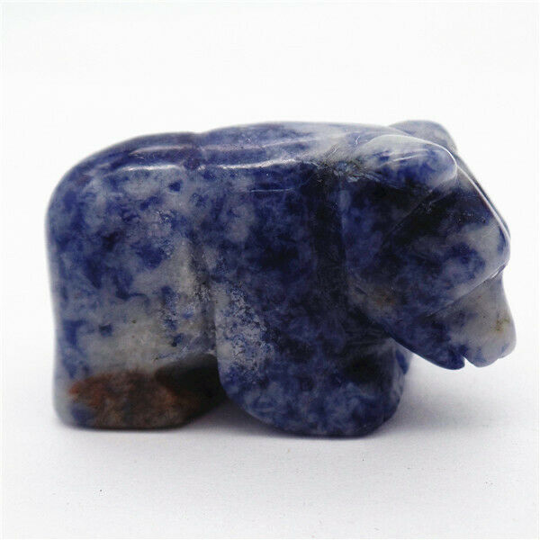 38x24x16mm Natural Blue Sodalite Carved Bear Decoration Statue Home Decor HH7750