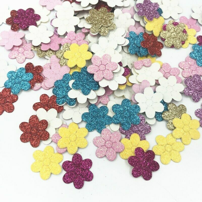 100pcs Sequins Flowers Felt Appliques Mixed Colors scrapbooking Crafts 20mm