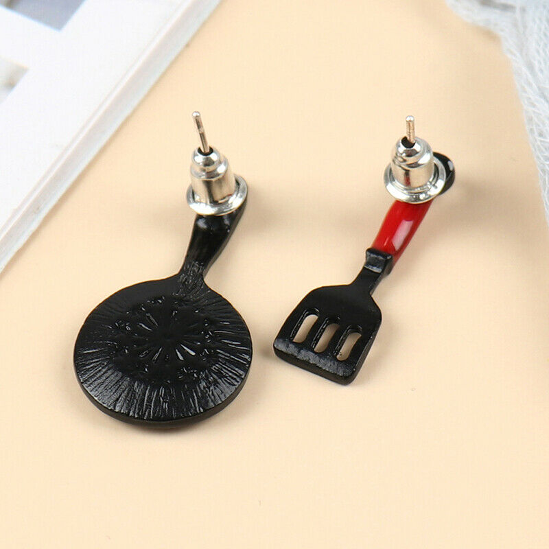 1 Pair Fashion Dissymmetry Small Shovel Fried Egg Earrings Cute EarringsS TH