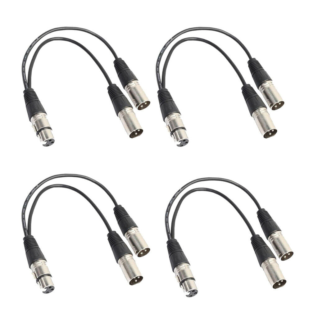 4Pieces 3Pin XLR Female Jack To Dual Male