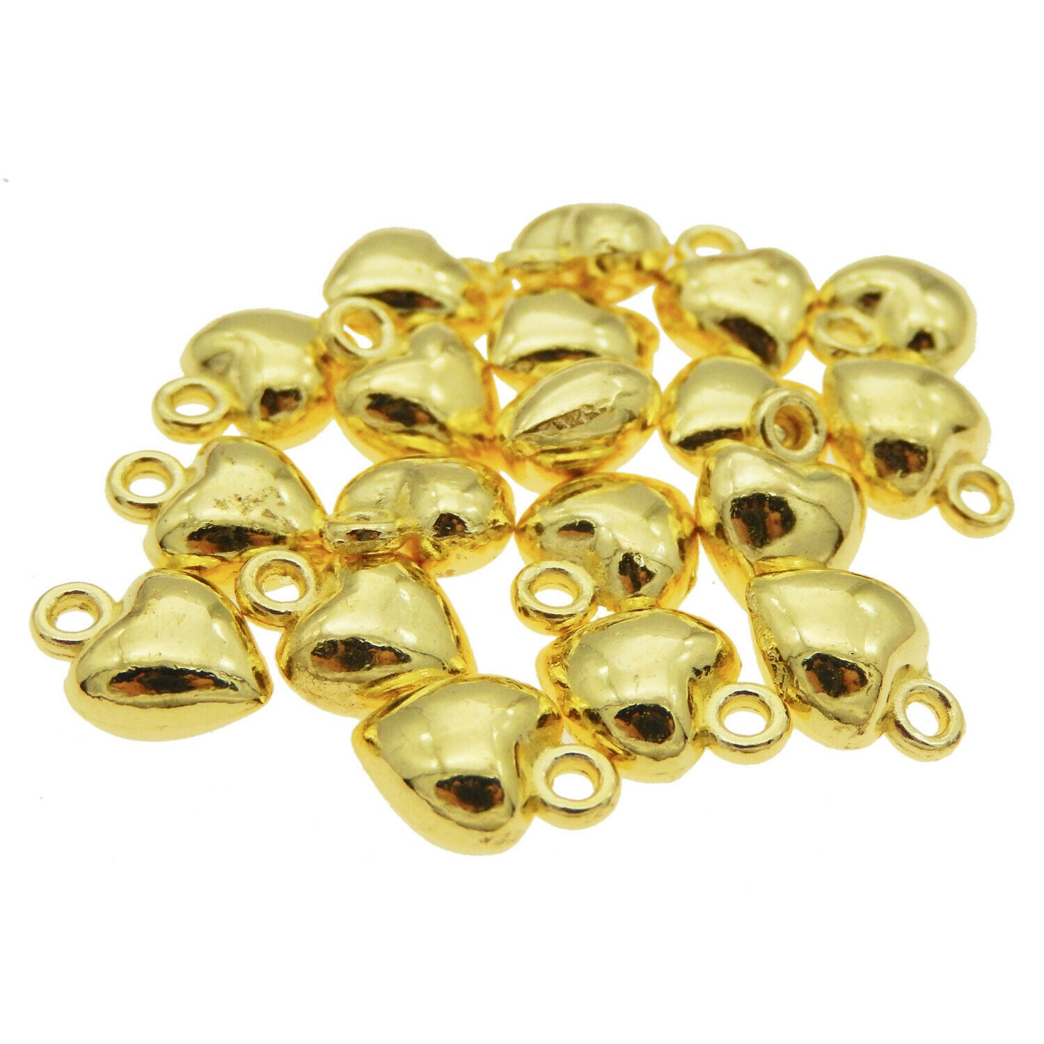 50 pcs Golden Mini Heart Charm Alloy Drop Dangle Earring Pendant Findings 9x7mm