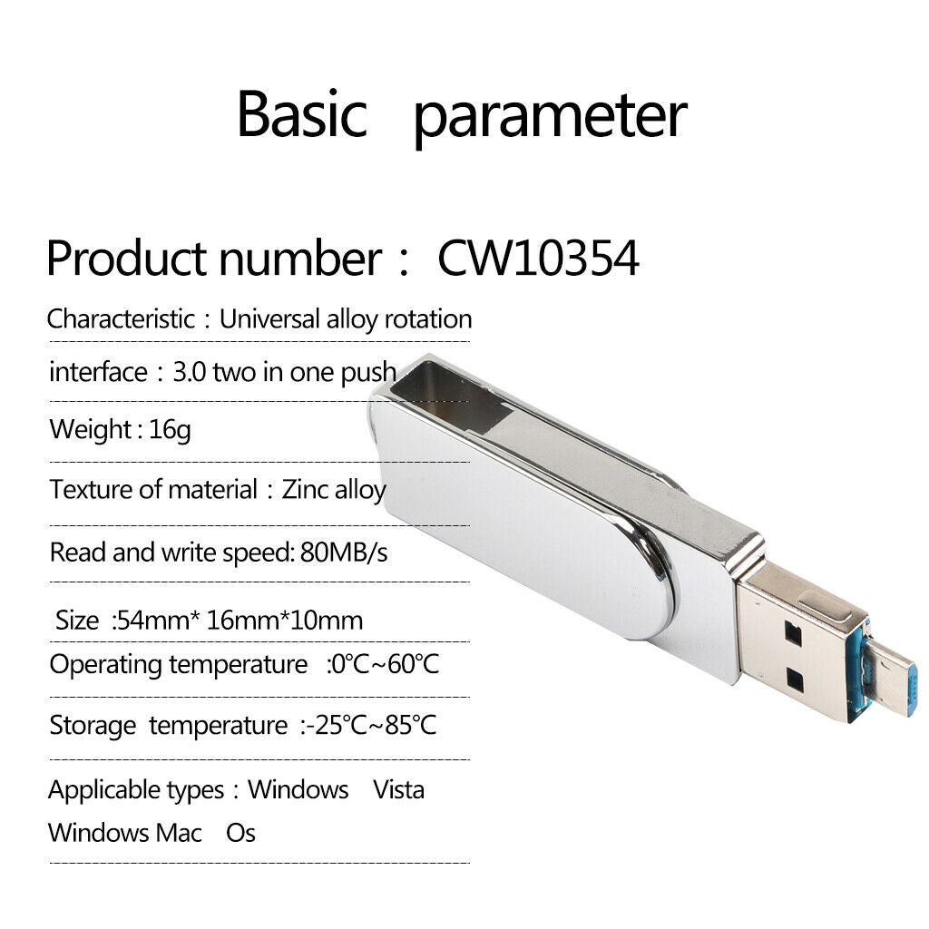 2-in-1 USB 3.0 & Micro USB Flash Drive Stick Pen-drives Storage Disk 8GB