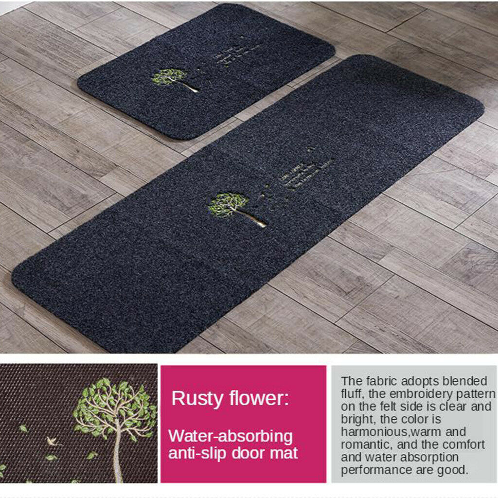 2x Kitchen Area Rugs Anti-slip Water-absorbing Floor Pad for Home Hallway