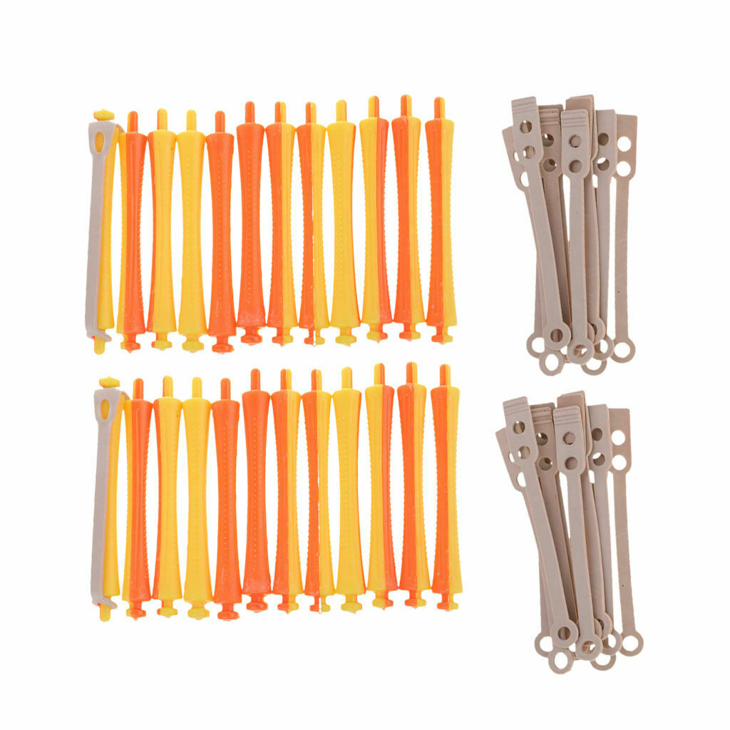 24Pcs Plastic Hairdressing Perm Curling Rods No Heat DIY Curlers Rollers